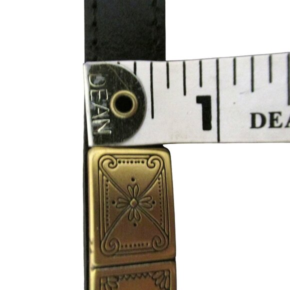 Womens Thin Metal Gold Belt Size 26-29 On Leather Strap main image 4